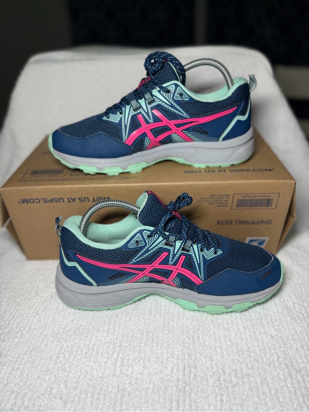 Asics Navy & Hot Pink Women's Trail Sneakers with Mint Accents